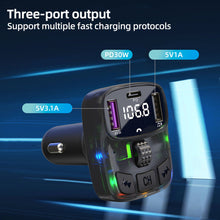 Load image into Gallery viewer, Car Bluetooth 5.3 FM Transmitter Handsfree Charge Radio Modulator MP3 Player with PD15W Super Quick Charge Adapter