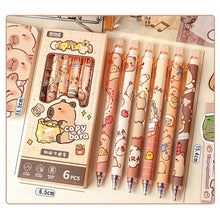 Load image into Gallery viewer, 6Pcs Cute Capybara Gel Pens Kawaii Pen Set Quickly-Drying Blue Erasable Pens Office School Supplies Kawaii Aesthetic Stationery
