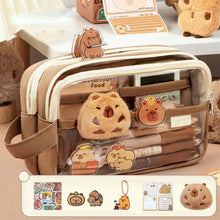 Load image into Gallery viewer, Cute Capybara Pencil Case School Supplies Clear Aesthetic Pencil Pouch Cute Capybara Pins and Plush Stickers and Memo Pad