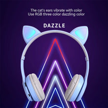 Load image into Gallery viewer, P47M Wireless Headphone Flash Light Cute Cat Ears Fone with Mic Control LED Stereo Music Helmet Phone Bluetooth Headset Gift