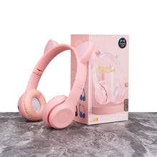 Load image into Gallery viewer, P47M Wireless Headphone Flash Light Cute Cat Ears Fone with Mic Control LED Stereo Music Helmet Phone Bluetooth Headset Gift