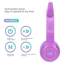 Load image into Gallery viewer, P47M Wireless Headphone Flash Light Cute Cat Ears Fone with Mic Control LED Stereo Music Helmet Phone Bluetooth Headset Gift