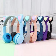 Load image into Gallery viewer, P47M Wireless Headphone Flash Light Cute Cat Ears Fone with Mic Control LED Stereo Music Helmet Phone Bluetooth Headset Gift