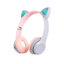 Load image into Gallery viewer, P47M Wireless Headphone Flash Light Cute Cat Ears Fone with Mic Control LED Stereo Music Helmet Phone Bluetooth Headset Gift