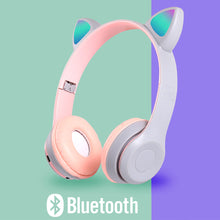 Load image into Gallery viewer, P47M Wireless Headphone Flash Light Cute Cat Ears Fone with Mic Control LED Stereo Music Helmet Phone Bluetooth Headset Gift
