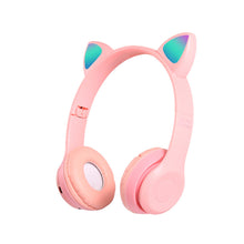 Load image into Gallery viewer, P47M Wireless Headphone Flash Light Cute Cat Ears Fone with Mic Control LED Stereo Music Helmet Phone Bluetooth Headset Gift