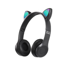 Load image into Gallery viewer, P47M Wireless Headphone Flash Light Cute Cat Ears Fone with Mic Control LED Stereo Music Helmet Phone Bluetooth Headset Gift