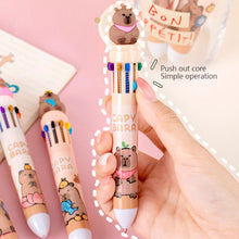Load image into Gallery viewer, 10 Colors in 1 Ballpoint Pen Capybara 0.5mm Colorful Ink Gel Pens Silicone Kawaii Pens School Office Supplies Stationery