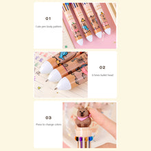 Load image into Gallery viewer, 10 Colors in 1 Ballpoint Pen Capybara 0.5mm Colorful Ink Gel Pens Silicone Kawaii Pens School Office Supplies Stationery