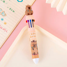 Load image into Gallery viewer, 10 Colors in 1 Ballpoint Pen Capybara 0.5mm Colorful Ink Gel Pens Silicone Kawaii Pens School Office Supplies Stationery