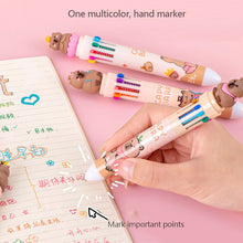 Load image into Gallery viewer, 10 Colors in 1 Ballpoint Pen Capybara 0.5mm Colorful Ink Gel Pens Silicone Kawaii Pens School Office Supplies Stationery