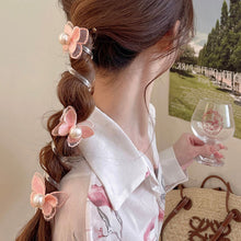 Load image into Gallery viewer, Pearl Butterfly Telephone Wire Hair Band Temperamental Bubble Braid Hair Tie Highly Elastic Ponytail Headwear Hair Accessories