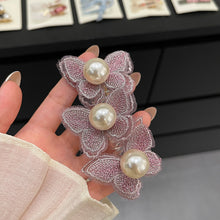 Load image into Gallery viewer, Pearl Butterfly Telephone Wire Hair Band Temperamental Bubble Braid Hair Tie Highly Elastic Ponytail Headwear Hair Accessories