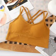 Load image into Gallery viewer, Women Solid Color Elastic Suspender Vest Sexy Navel Crop Tops Cross Back Bra Pad Integrated Vest Summer Slim-fit Short Vest