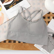 Load image into Gallery viewer, Women Solid Color Elastic Suspender Vest Sexy Navel Crop Tops Cross Back Bra Pad Integrated Vest Summer Slim-fit Short Vest