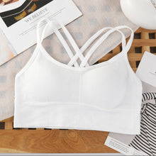 Load image into Gallery viewer, Women Solid Color Elastic Suspender Vest Sexy Navel Crop Tops Cross Back Bra Pad Integrated Vest Summer Slim-fit Short Vest