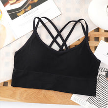 Load image into Gallery viewer, Women Solid Color Elastic Suspender Vest Sexy Navel Crop Tops Cross Back Bra Pad Integrated Vest Summer Slim-fit Short Vest