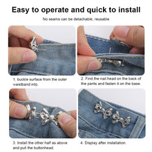 Load image into Gallery viewer, Double Bowknot Waist Buckle Detachable No-staple No-sew Button Versatile Alloy Fasten Buckle Skirt Pants DIY Clothing Accessories