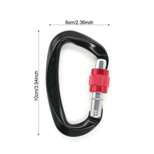 Load image into Gallery viewer, 25kN Professional Rock Climbing D-Shape Carabiner Buckle Safety Screw Lock Spring-Loaded Gate Aluminum Outdoor Mountaineering Kits
