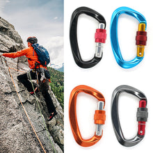 Load image into Gallery viewer, 25kN Professional Rock Climbing D-Shape Carabiner Buckle Safety Screw Lock Spring-Loaded Gate Aluminum Outdoor Mountaineering Kits