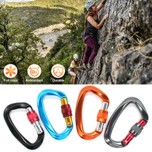 Load image into Gallery viewer, 25kN Professional Rock Climbing D-Shape Carabiner Buckle Safety Screw Lock Spring-Loaded Gate Aluminum Outdoor Mountaineering Kits