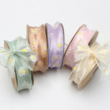 Load image into Gallery viewer, 4cm*9m Daisy Pattern Ribbon Gracefull Fish Tail Gift Decoration Bow Ribbons Packaging Material Wrapping Supplies