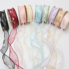 Load image into Gallery viewer, 4cm*9m Daisy Pattern Ribbon Gracefull Fish Tail Gift Decoration Bow Ribbons Packaging Material Wrapping Supplies