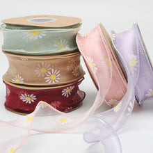 Load image into Gallery viewer, 4cm*9m Daisy Pattern Ribbon Gracefull Fish Tail Gift Decoration Bow Ribbons Packaging Material Wrapping Supplies