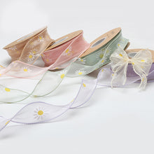 Load image into Gallery viewer, 4cm*9m Daisy Pattern Ribbon Gracefull Fish Tail Gift Decoration Bow Ribbons Packaging Material Wrapping Supplies