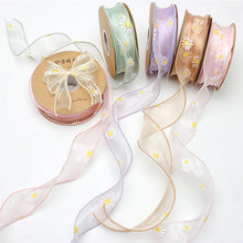 Load image into Gallery viewer, 4cm*9m Daisy Pattern Ribbon Gracefull Fish Tail Gift Decoration Bow Ribbons Packaging Material Wrapping Supplies