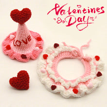 Load image into Gallery viewer, Valentine's Day Pet Cat and Dog Love Hat Adjustable Crochet Collar Holiday Dress Photo Accessory