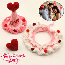 Load image into Gallery viewer, Valentine's Day Pet Cat and Dog Love Hat Adjustable Crochet Collar Holiday Dress Photo Accessory