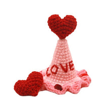 Load image into Gallery viewer, Valentine's Day Pet Cat and Dog Love Hat Adjustable Crochet Collar Holiday Dress Photo Accessory