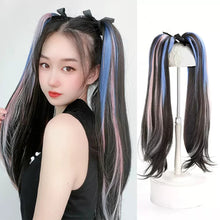 Load image into Gallery viewer, Wig, Ponytail Female Sweet Cool Highlights Colorful Fake Ponytail Internet Celebrity Natural Simulation Hair Fake Braid Headwear