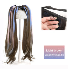 Load image into Gallery viewer, Wig, Ponytail Female Sweet Cool Highlights Colorful Fake Ponytail Internet Celebrity Natural Simulation Hair Fake Braid Headwear