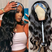 Load image into Gallery viewer, Highlight Headband Wigs Headscarf Wig Long Straight Hair Long Curly Hair Headband Attached Natural Looking Synthetic Hair Wig
