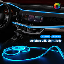 Load image into Gallery viewer, 1/2/3/4/5M Car USB Interior Ambient RGB LED Light Strip Invisible Fiber Optic Atmosphere Lamp Support APP Voice Control