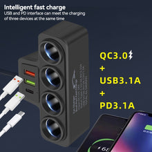 Load image into Gallery viewer, 120W 4-Socket 12V/24V Car Cigarette Lighte Adapter 4 Way Adapter Port USB Port Socket Splitte