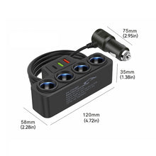 Load image into Gallery viewer, 120W 4-Socket 12V/24V Car Cigarette Lighte Adapter 4 Way Adapter Port USB Port Socket Splitte