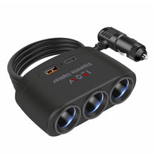 Load image into Gallery viewer, 120W Car 3 in 1 Dual USB Cigarette Socket Splitter Charger Plug for Phone Power Adapter DVR GPS Dashcam 12V 24V