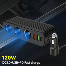 Load image into Gallery viewer, 12V/24V 120W Multifunctional Car Cigarette Lighter Fast Charger PD QC USB Quick Charge Power Adapter Charger Socket