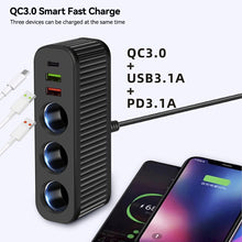 Load image into Gallery viewer, 12V/24V 120W Multifunctional Car Cigarette Lighter Fast Charger PD QC USB Quick Charge Power Adapter Charger Socket