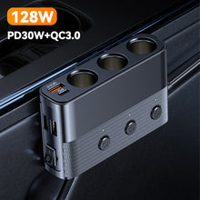 Load image into Gallery viewer, 7-in-1 128W PD QC3.0 Socket Car Charger Adapter Cigarette Lighter Splitter Conversion Plug Quick Charge Adapter Acesssories