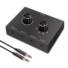Load image into Gallery viewer, 4 Way/2 Way 3.5mm Stereo Audio Switcher Bi-Directional Audio Switch Splitter Box 2 In 1 Out 4 In 1 Out with Mute Button