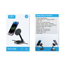 Load image into Gallery viewer, 2 In 1 Magnetic Wireless Charger Stand Pad For iPhone 15 14 13 12 11 Pro Max 11 X Apple Watch Airpods Fast Charging Dock Station