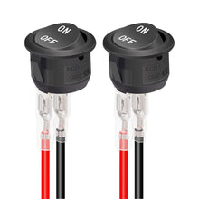 Load image into Gallery viewer, 2Pcs 20mm Car Round Rocker Switch ON Off 12 Volt Toggle Switch 12V Automotive RV 2 Pin Switch With Wire