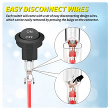 Load image into Gallery viewer, 2Pcs 20mm Car Round Rocker Switch ON Off 12 Volt Toggle Switch 12V Automotive RV 2 Pin Switch With Wire