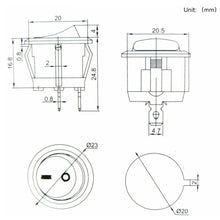 Load image into Gallery viewer, 2Pcs 20mm Car Round Rocker Switch ON Off 12 Volt Toggle Switch 12V Automotive RV 2 Pin Switch With Wire