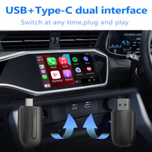 Load image into Gallery viewer, 2in1 Wireless CarPlay Adapter&Android Auto Dual interface Type-C/USB Mini Box Carplay Wired to Wireless Bluetooth Plug and Play