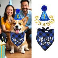 Load image into Gallery viewer, Dog Birthday Party Supplies Dog Birthday Bandana Hat Bowtie Set with 0-8 Figures Dog Birthday Party Supplies